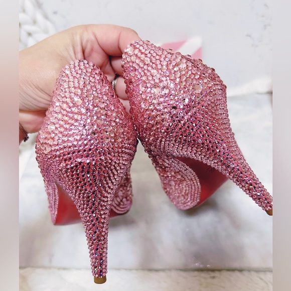 Authentic Christian Louboutin Fifi 100mm Pink Crystal Pumps / Heels - Picture 8 of 13